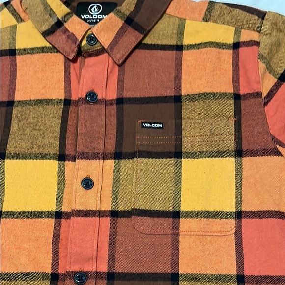 Volcom Kids Plaid Shirt - Orange, Yellow, Brown - Picture 3 of 11